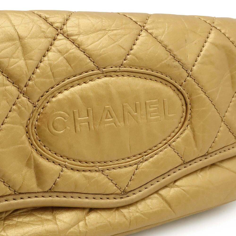 CHANEL Gold Leather Logo Shoulder Bag - Picture 9 of 9